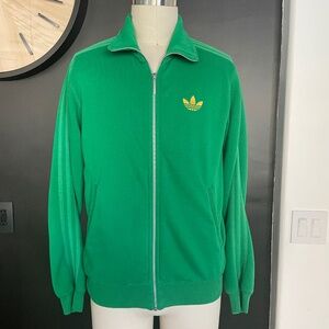 Adidas Vintage Green Cotton Blend Men's Sweatshirt with Original Logo, Medium